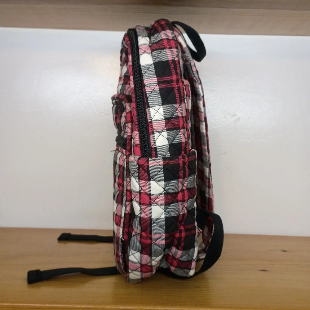 Vera Bradley Women's Cotton Small Backpack Mini Backpack Fireplace Plaid Quilted